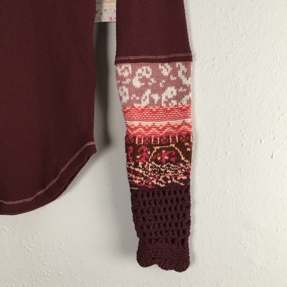 🔥SALE! SALE! SALE🔥 NWT Sexy Free People In The Mix Cuff Top in Rio Vino XS - Picture 6 of 13